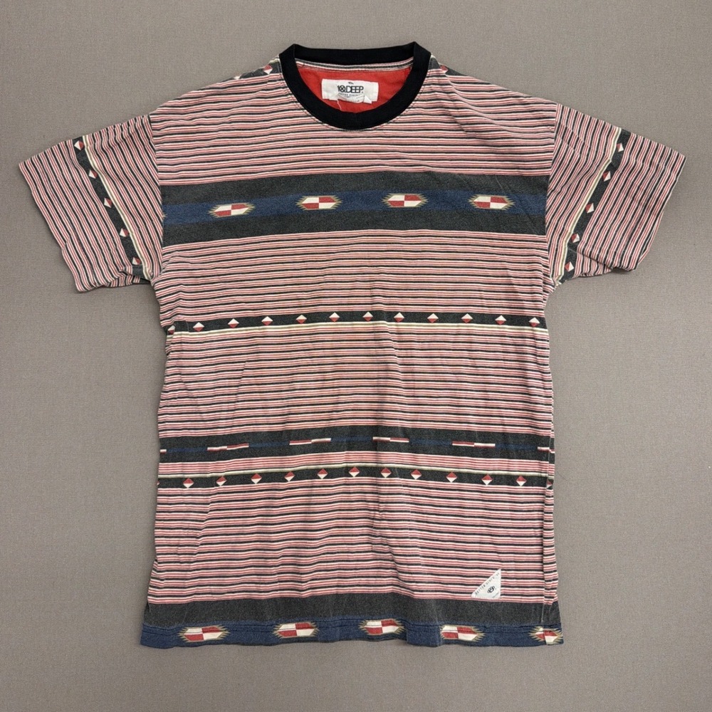 10Deep Mens Southwestern Striped T-Shirt Multi Color Streetwear Cotton Medium